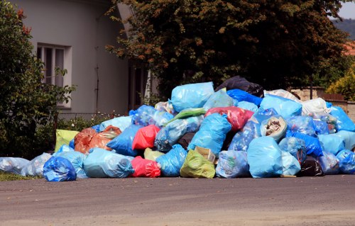 Waste removal process in action on a construction site
