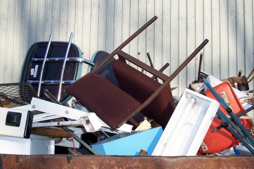 Enclosed skip on a construction site in Elephant and Castle